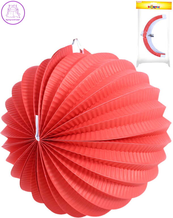 Lampion koule červený papírový 20cm na svíčku v sáčku