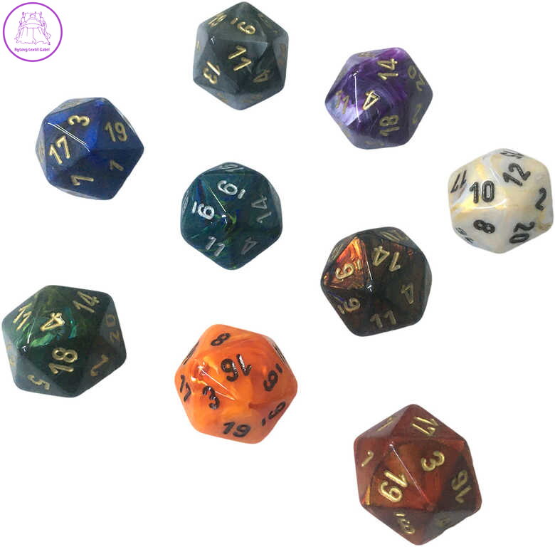 CHESSEX Hrací kostka mramorová 20 stěn různé barvy plast