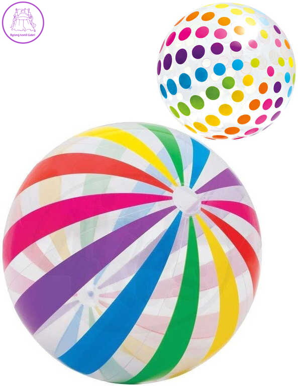 INTEX Míč nafukovací 107cm průhledný puntíky / proužky 2 druhy na vodu 59065