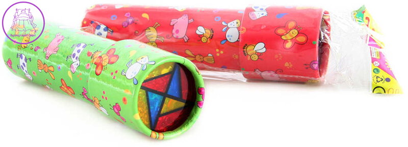 Kaleidoskop 16cm se zvířátky dětský krasohled 2 druhy tvrdý karton