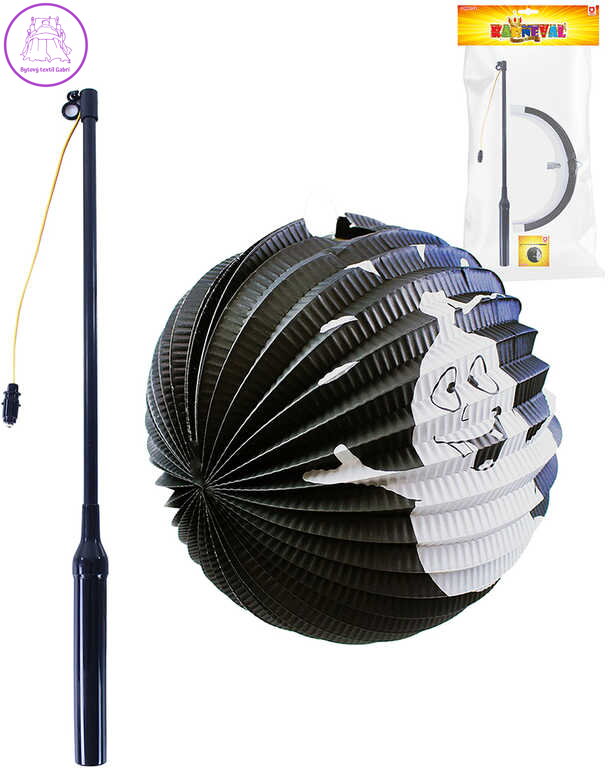 Lampion Halloween koule Duch 25cm na svíčku / žárovku s hůlkou na baterie Světlo