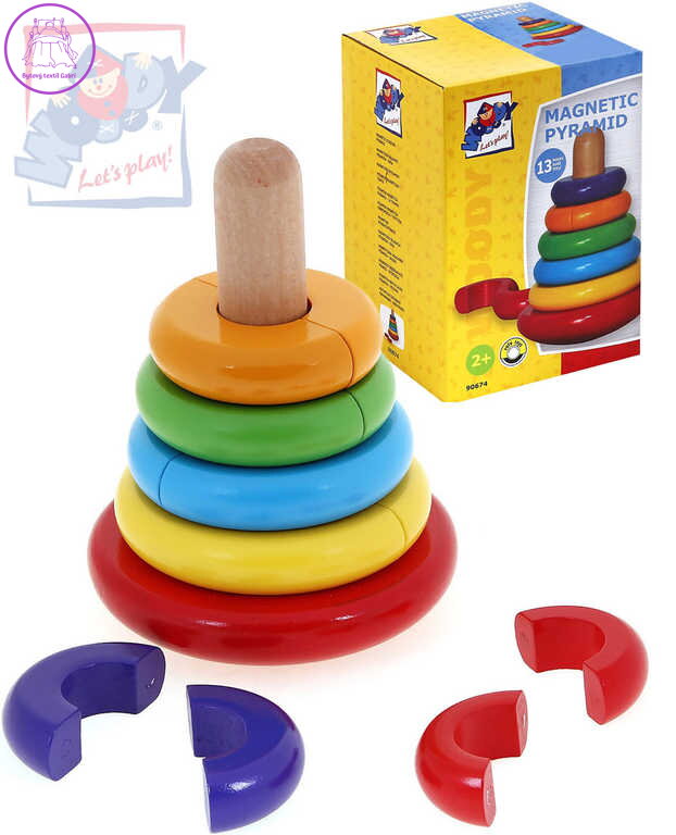 WOODY DŘEVO Pyramida skládací magnetická vkládačka Káča *DŘEVĚNÉ HRAČKY*