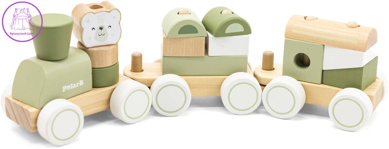 VIGA DŘEVO PolarB Vláček navlékací s kostkami baby *DŘEVĚNÉ HRAČKY*