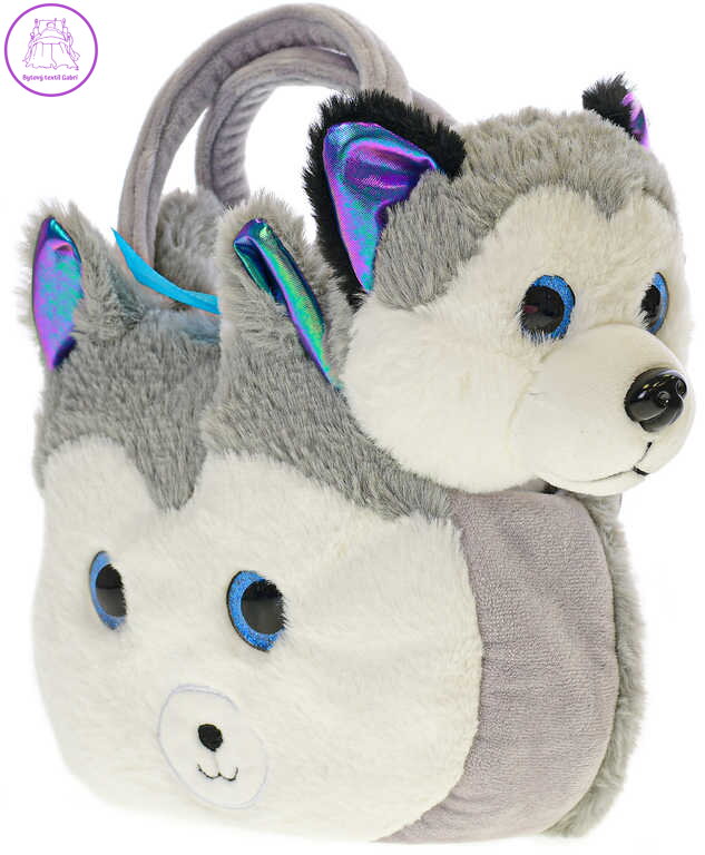 PLYŠ Pes Husky 20cm set s psí kabelkou *PLYŠOVÉ HRAČKY*