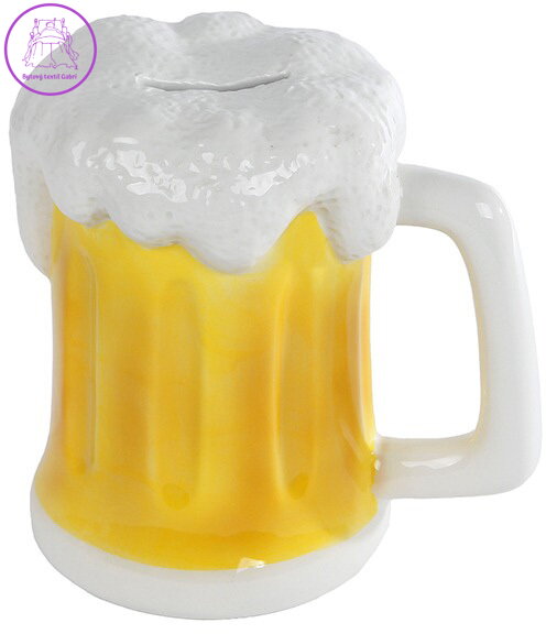 Pokladnička porcelánová pivní půllitr kasička pivo keramika