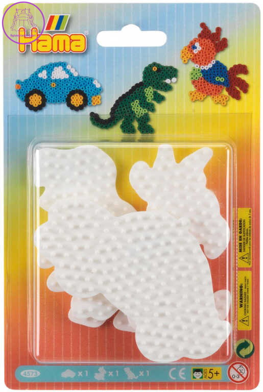 HAMA Midi podložka na zažehlovací korálky auto + zvířátka set 3ks na kartě