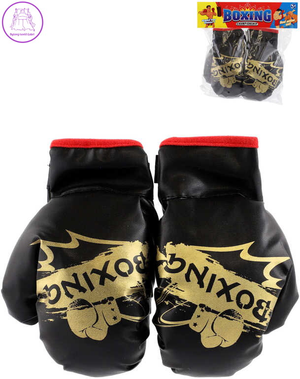 Rukavice boxerské dětské černé s grafikou set 1 pár v sáčku Rukavice boxerské dětské černé s grafikou set 1 pár v sáčku