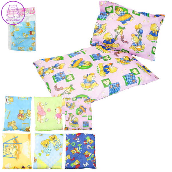 Peřinka + polštářek set do postýlky pro panenky 2ks různé barvy a motivy