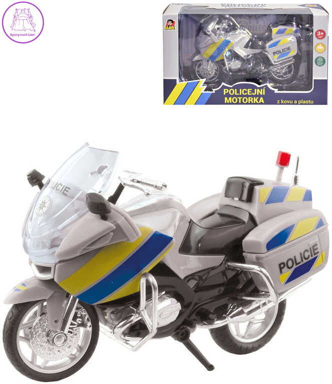 Motorka policejní kovová 12cm volný chod design česká policie CZ Motorka policejní kovová 12cm volný chod design česká policie CZ