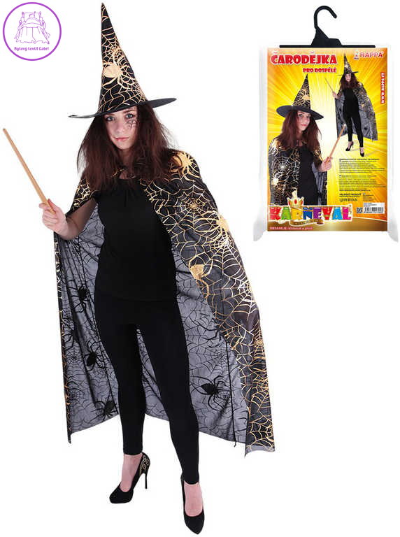 KARNEVAL Set plášť čarodějnický + klobouk pavučina dospělý KOSTÝM