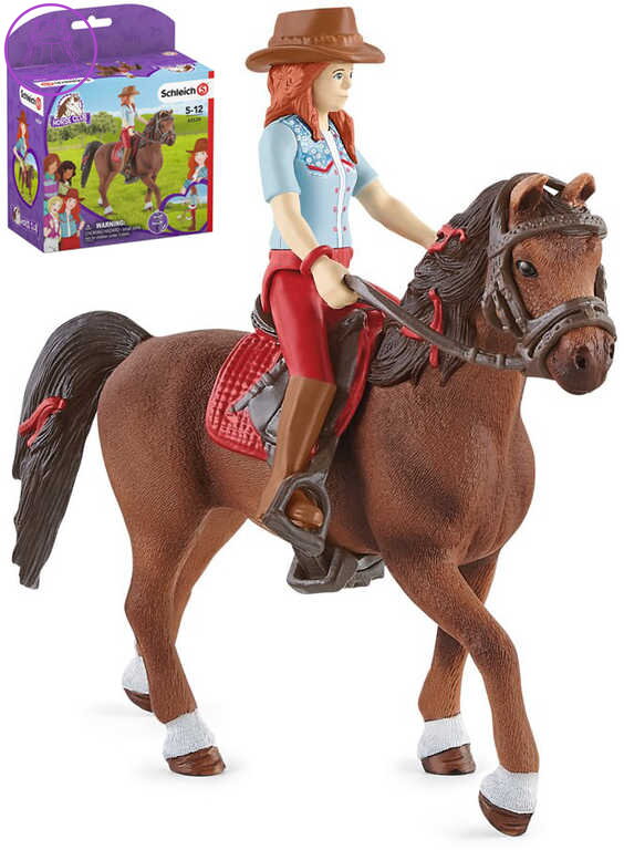 SCHLEICH Hannah na koni figurka ručně malovaná herní set s doplňky plast