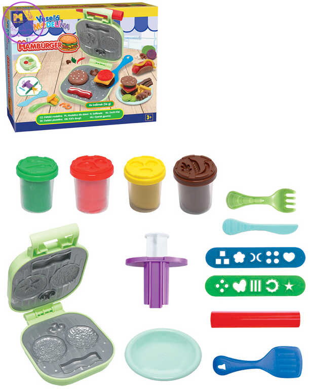 MAC TOYS Modelína veselá Burger kreativní set s nástroji výroba hamburgeru