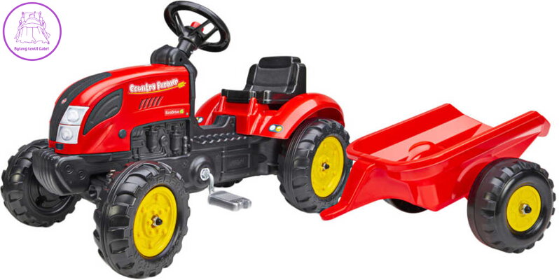 FALK Set baby traktor Country Farmer šlapací Červený vozítko s valníkem