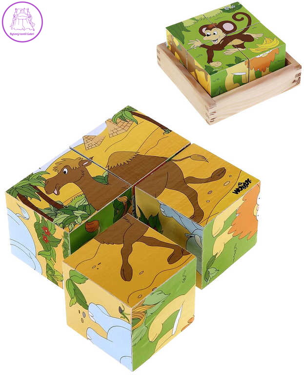 WOODY DŘEVO Kubus Safari obrázkové dětské kostky 4ks *DŘEVĚNÉ HRAČKY*