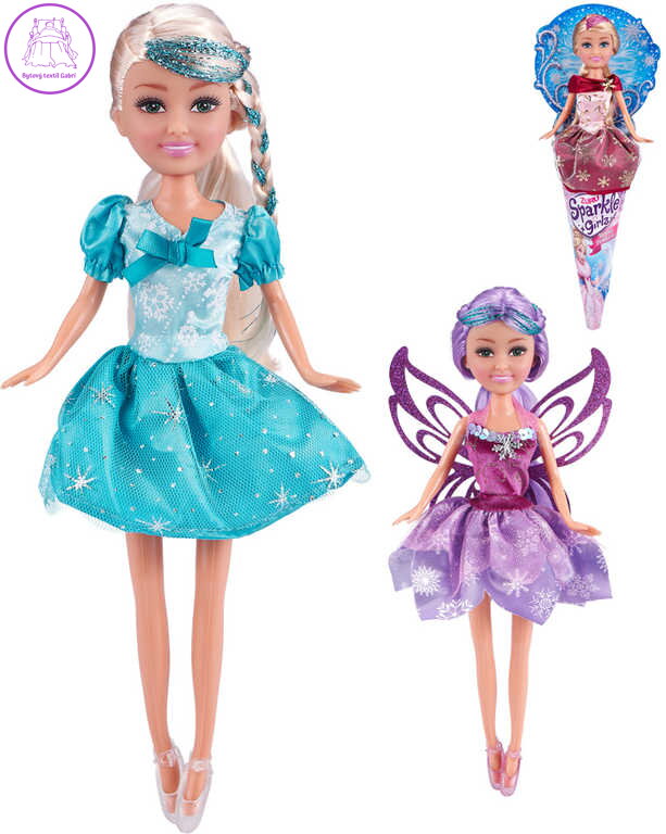 Panenka víla Sparkle Girlz zimní princezna 28cm v kornoutu 4 druhy