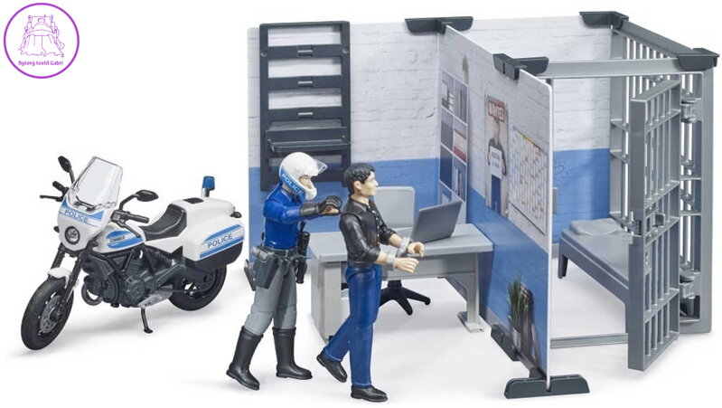 BRUDER 62732 Stanice policejní herní set s motocyklem a 2 figurkami
