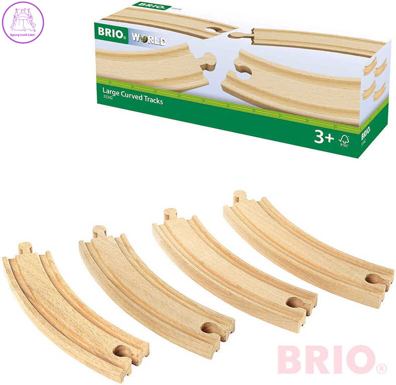 BRIO DŘEVO Zatáčka dlouhá oblouk set 4ks koleje doplněk k vláčkodráze