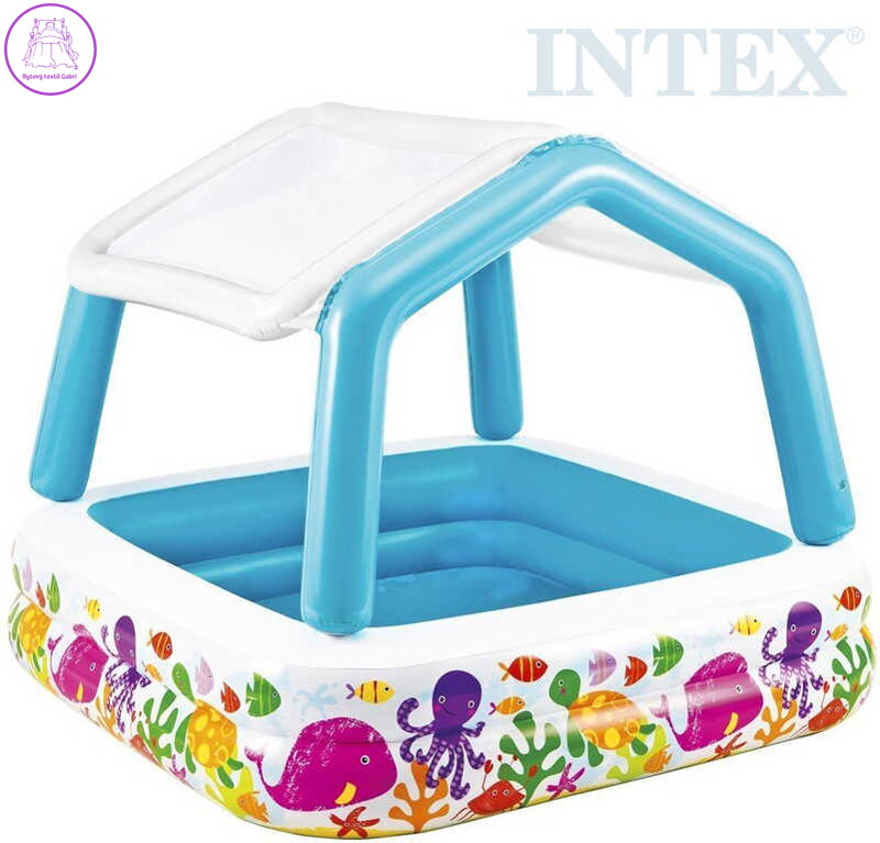 INTEX Bazén dětský nafukovací se stříškou oceán 157x157x122cm čtverec 57470
