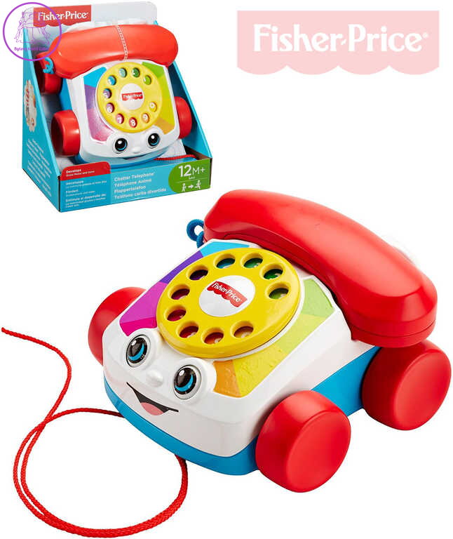 FISHER PRICE Telefon baby klasický tahací s obličejem pohyblivé oči pro miminko