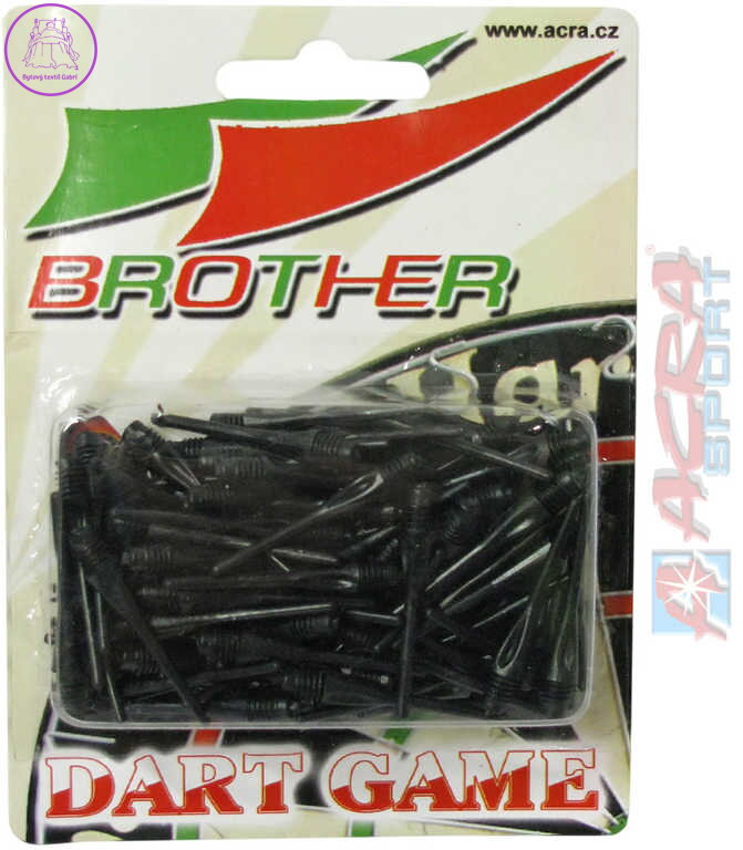 ACRA Náhradní plastové hroty k šipkám Brother set 100ks 2 barvy TA53 ACRA Náhradní plastové hroty k šipkám Brother set 100ks 2 barvy TA53
