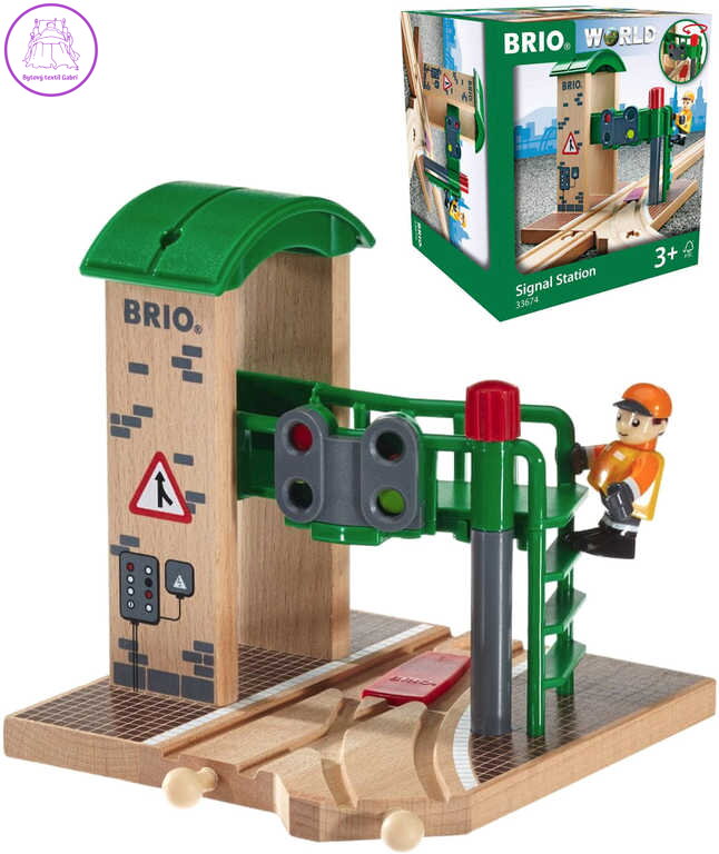 BRIO DŘEVO Signální stanice s výhybkou doplněk k vláčkodráze