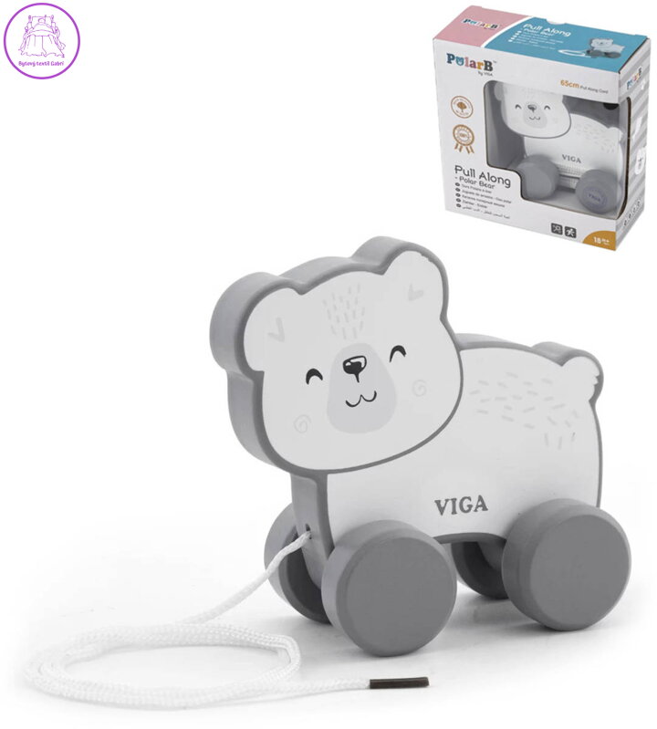 VIGA DŘEVO PolarB Tahačka baby lední medvěd tahací *DŘEVĚNÉ HRAČKY*