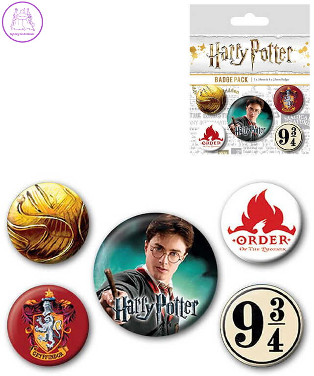 Odznaky kulaté Harry Potter Nebelvír 2,5-4cm set 4ks
