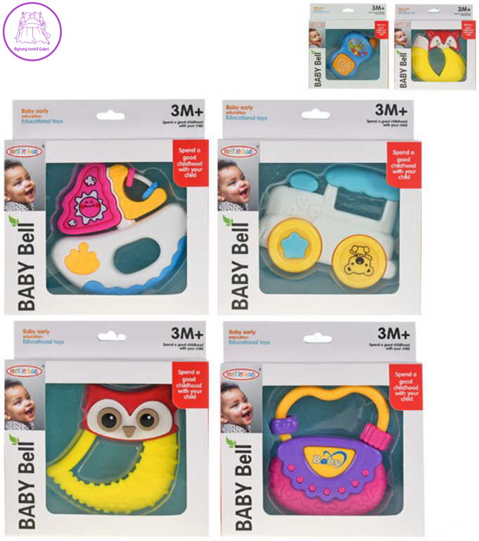 Chrastítko baby 8-11cm 6 druhů různé barvy plast pro miminko