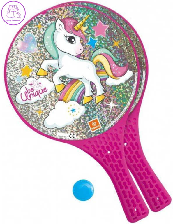 MONDO Soft tenis plážový Jednorožec set 2 pálky se soft míčkem plast