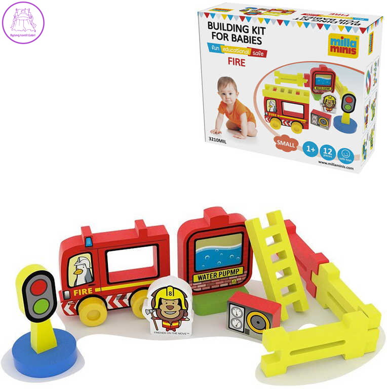 MILLAMINIS Požární stanice malá baby soft stavebnice pěnová 12 dílků