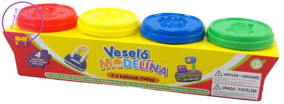 Veselá modelína barevná sada 4 kelímky 140g modelovací hmota