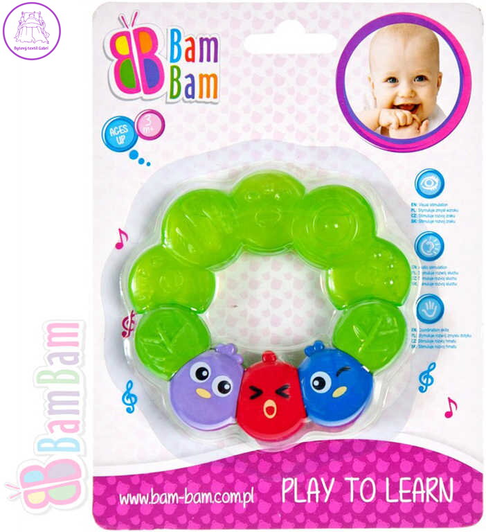 BAM BAM Kousátko plastové 11cm PTÁČCI pro miminko