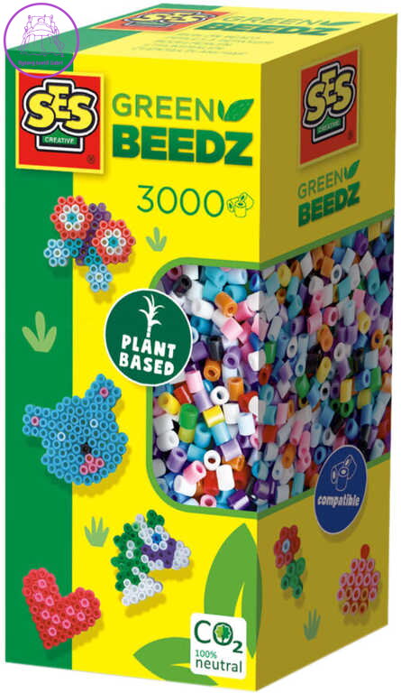SES CREATIVE Zažehlovací korálky Green Beedz set 3000ks barevný mix Eco
