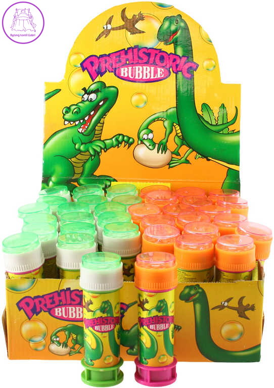Bublifuk Dinosauři 12cm dětský bublifukovač s hrkávkou bludiště 50ml 2 barvy