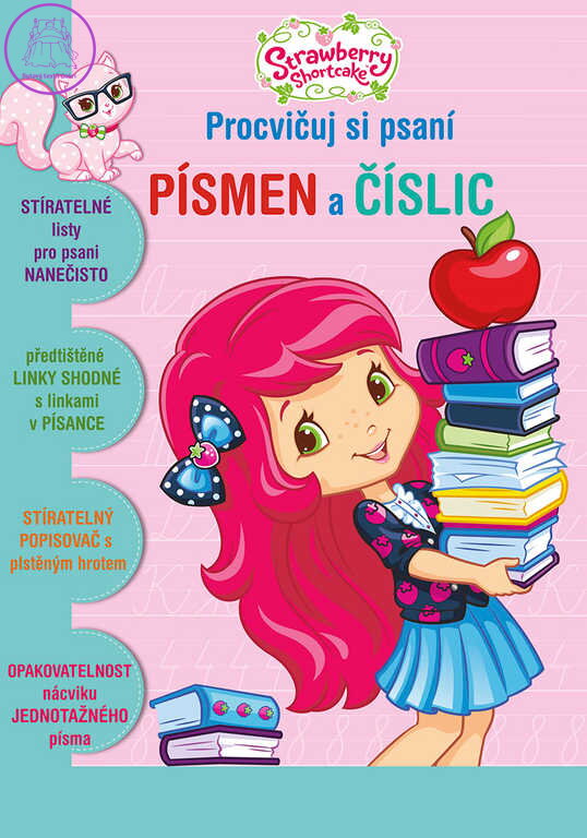 AKIM Procvičuj si Psaní písmen a číslic Jahůdka 2 stíratelný sešit s popisovačem