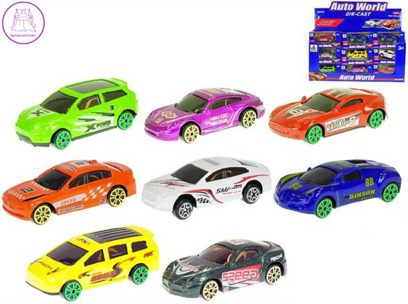 Auto sportovní závodní 7cm kovové 1:64 volný chod různé druhy