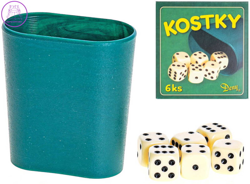 Hra Kostky hrací set 6ks s kelímkem plast v krabici
