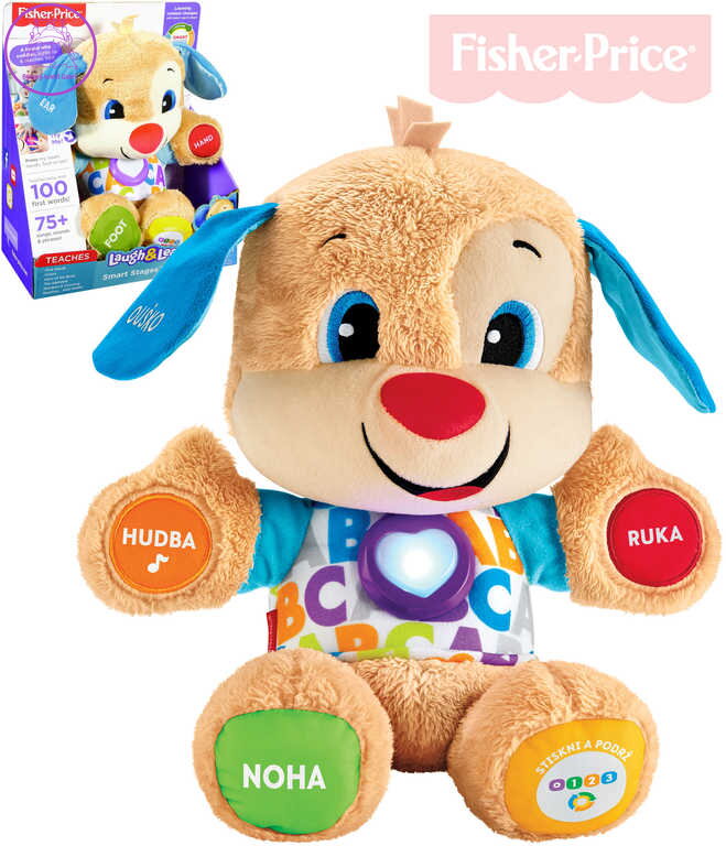 FISHER PRICE Pejsek mluvící interaktivní na baterie zpívá CZ Světlo Zvuk