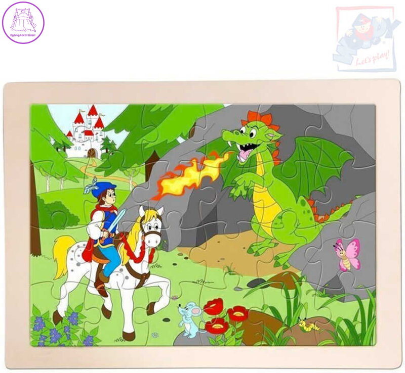 WOODY DŘEVO Puzzle v rámečku Princ Bajaja 24x17cm skládačka 24 dílků