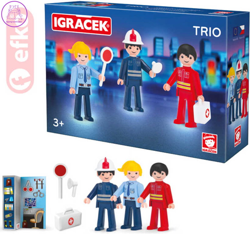 EFKO IGRÁČEK TRIO Zachraňujeme set 3 figurky s doplňky v krabičce STAVEBNICE