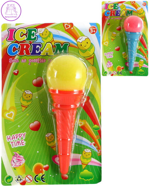 Zmrzlina vystřelovací set kornout + soft balonek pěnový různé barvy plast