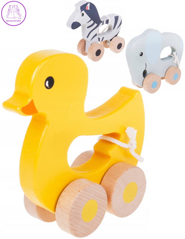 DŘEVO Zvířátko baby na kolečkách 3 druhy *DŘEVĚNÉ HRAČKY*