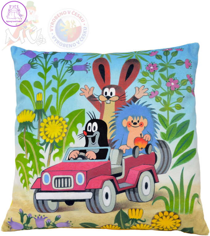 MORAVSKÁ ÚSTŘEDNA Polštář Krtek Jeep (Krteček) 30x30cm PLYŠ