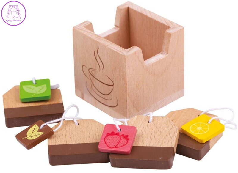 BIGJIGS TOYS DŘEVO Čajové sáčky 4ks s krabičkou *DŘEVĚNÉ HRAČKY*