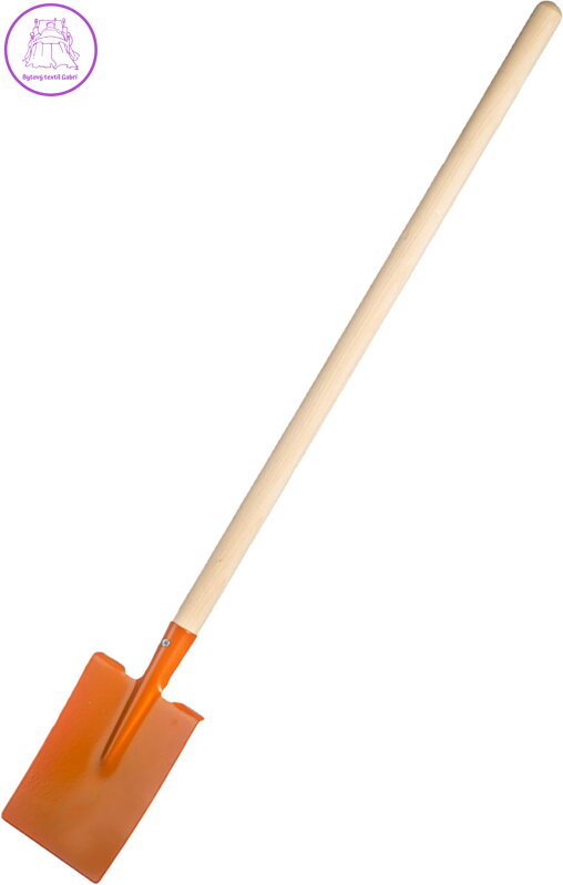 DŘEVO Dětské nářadí pracovní s násadou 83cm kovový rýč rovný oranžový