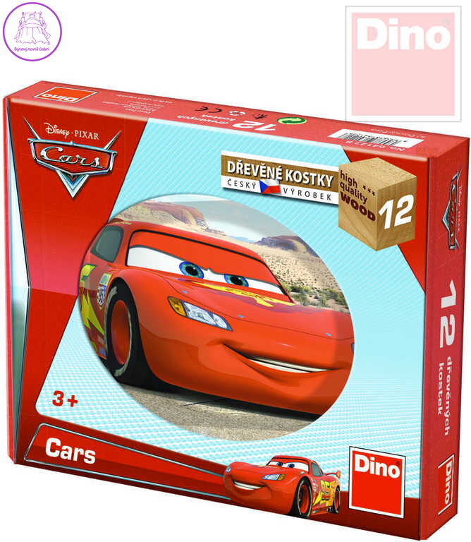DINO DŘEVO Kostky dětské set 12ks Auta ve světě (Cars)