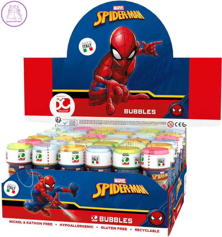 Bublifuk Spiderman 60ml dětský bublifukovač s hrou ve víčku