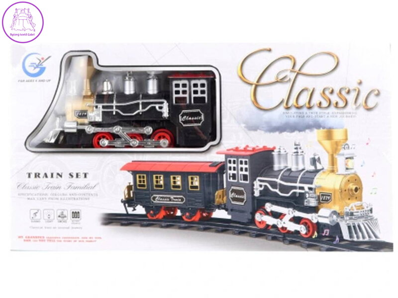 Vláčkodráha s kouřící lokomotivou