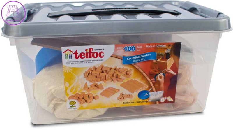 TEIFOC Startovací set 100 dílků pálené cihličky s maltou v boxu 1000 STAVEBNICE