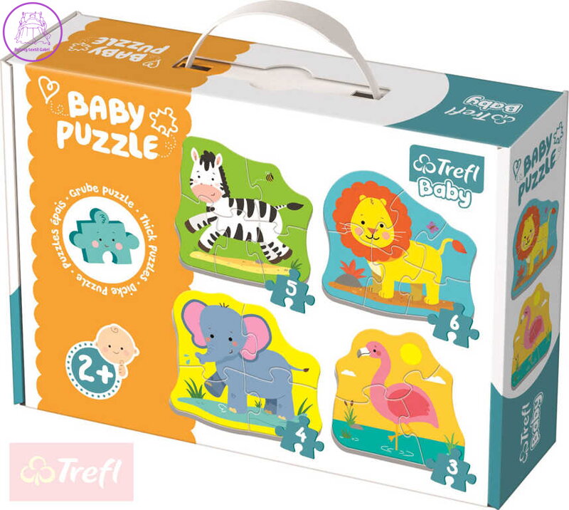 TREFL Baby puzzle Safari zvířátka velké dílky 4v1 set 18 dílků pro miminko